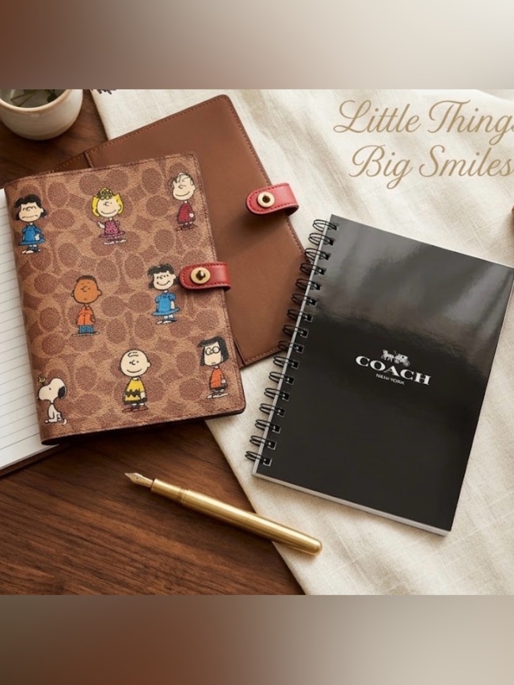 Coach X Peanuts Turnlock  Notebook In Signature Canvas Leather NWOT